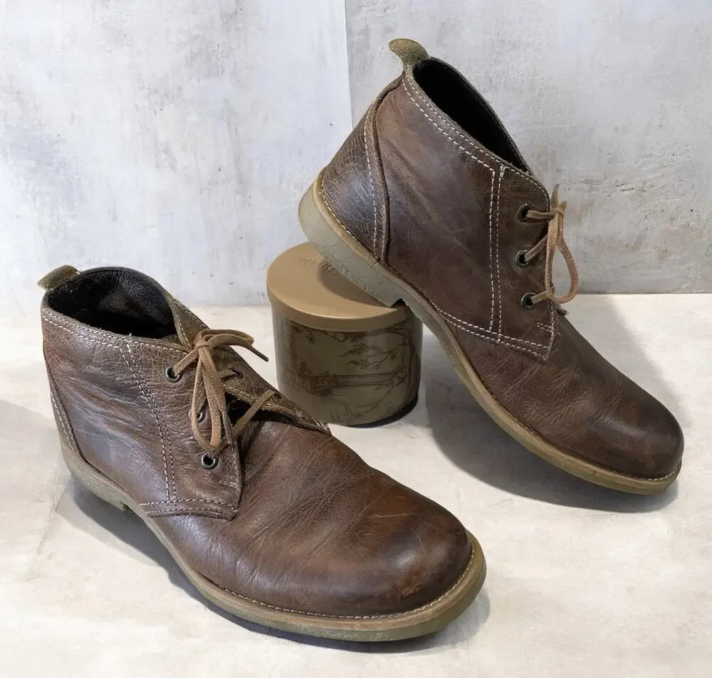 Bed Stu Brown Leather Ankle Boots Men’s Size 8/EUR 41 Casual Lace Up Chukka Shoe